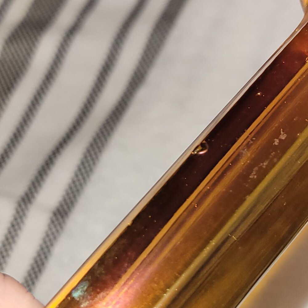 Iridescent Amber Glass Candlestick Holders - Pair - Picture 9 of 9